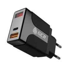 GCR Сетевое зарядное устройство на  2 USB порта (QC 3.0 + PD 3.0 ), черный, GCR-52891