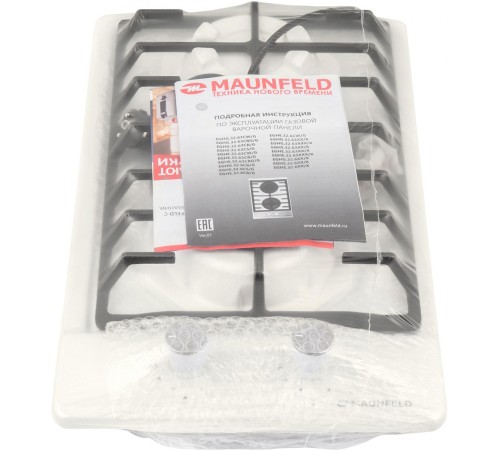 Газовая варочная панель MAUNFELD/ Газовая варочная панель MAUNFELD EGHE.32.63CBG/G, механическое управление, 2 конфорки, мощность конфорок 1700, 3000, электроподжиг, газ-контроль, WOK, цвет бежевый