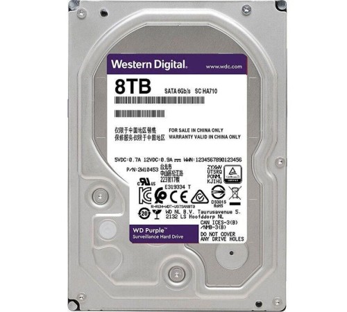 Жесткий диск/ HDD WD SATA3 8Tb Purple 5640 128Mb 1 year warranty (replacement WD82PURZ, WD84PURZ) Жесткий диск/ HDD WD SATA3 8Tb Purple 5640 128Mb 1 year warranty (replacement WD82PURZ, WD84PURZ)
