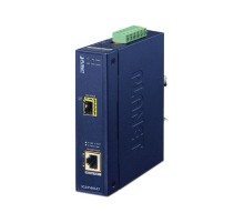 медиа конвертер/ PLANET IGUP-805AT Industrial 1-Port 100/1000X SFP to 1-Port 10/100/1000T 802.3bt PoE++ Media Converter (802.3bt Type-4, PoH, Legacy, Force mode support, -40 to 75 C, dual 12V~56V DC power boost, PoE Usage LED)