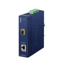 медиа конвертер/ PLANET IGUP-805AT Industrial 1-Port 100/1000X SFP to 1-Port 10/100/1000T 802.3bt PoE++ Media Converter (802.3bt Type-4, PoH, Legacy, Force mode support, -40 to 75 C, dual 12V~56V DC power boost, PoE Usage LED)