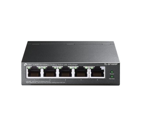 коммутатор TP-Link TL-SF1005P, 5-Port 10/100 Mbps Desktop Switch with 4-Port PoE+, 67 W, 250m