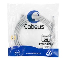 Патч-корд Cabeus PC-UTP-RJ45-Cat.5e-5m Патч-корд U/UTP, категория 5е, 2xRJ45/8p8c, неэкранированный, серый, PVC, 5м