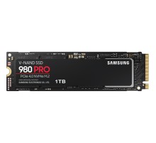 Твердотельные накопители/ Samsung SSD 980 PRO, 1000GB, M.2(22x80mm), NVMe 1.3c, PCIe 4.0 x4, 3-bit MLC, R/W 7000/5000MB/s, IOPs 1 000 000/1 000 000, DRAM buffer 1024MB, TBW 600, DWPD 0.33 (12 мес.)