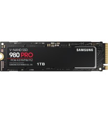 Твердотельные накопители/ Samsung SSD 980 PRO, 1000GB, M.2(22x80mm), NVMe 1.3c, PCIe 4.0 x4, 3-bit MLC, R/W 7000/5000MB/s, IOPs 1 000 000/1 000 000, DRAM buffer 1024MB, TBW 600, DWPD 0.33 (12 мес.)
