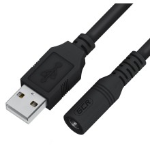 GCR Переходник кабеля питания 1.0m USB AM / DC Jack 5.5х2.1 mm, M/F GCR-53521