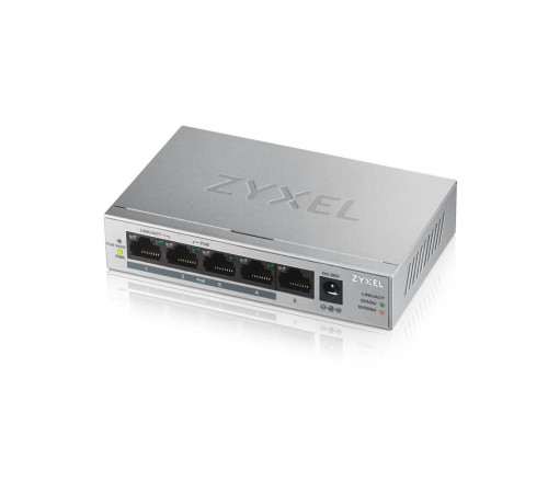 Коммутатор/ ZYXEL GS1005HP Switch PoE +, 5xGE (4xPoE +), desktop, metal, silent, PoE budget 60 W