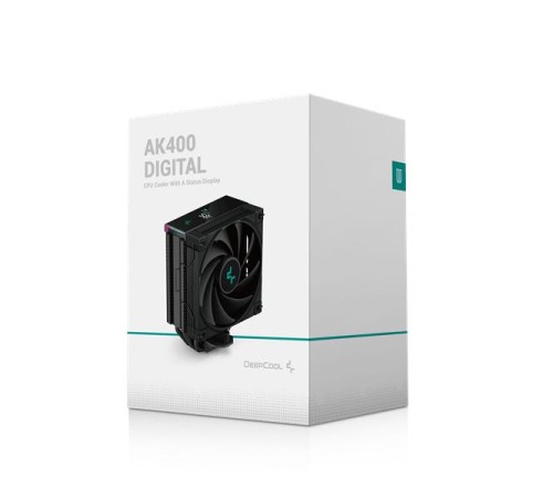 Кулер для процессора DEEPCOOL AK400 DIGITAL LGA1700/1200/115X/AM5/AM4 (18шт/кор, TDP 220W, PWM, Fan 120mm, 4 тепл. трубки, черный) RET (R-AK400-BKADMN-G)