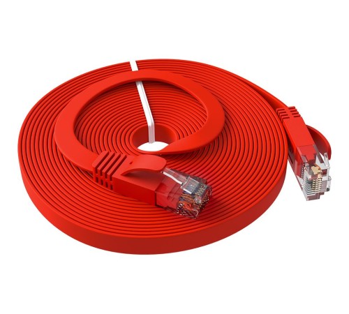 GCR Патч-корд PROF плоский прямой 20.0m, UTP медь кат.6, красный, 30 AWG, ethernet high speed 10 Гбит/с, RJ45, T568B, GCR-52863