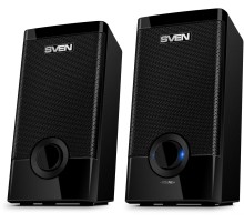 Колонки пластиковые SVEN 318, чёрный, акустическая система 2.0 (USB, мощность 2x2.5 Вт(RMS)), черный