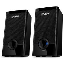 Колонки пластиковые SVEN 318, чёрный, акустическая система 2.0 (USB, мощность 2x2.5 Вт(RMS)), черный