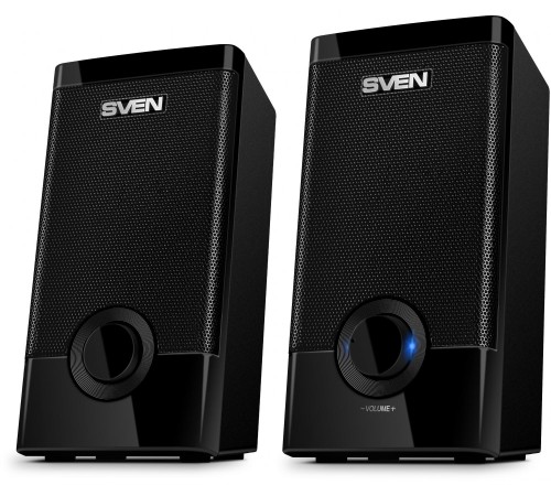 Колонки пластиковые SVEN 318, чёрный, акустическая система 2.0 (USB, мощность 2x2.5 Вт(RMS)), черный