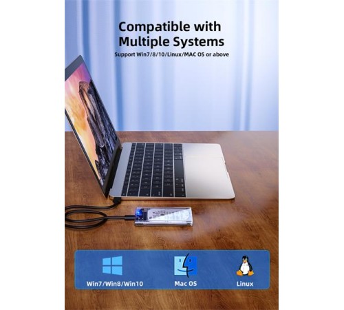 Внешний корпус для диска HDD/SSD Netac WH11 2.5 SATA to USB3.0 External HDD/SSD Case, Slide Transparent Cover, with USB3.0 A to B cable