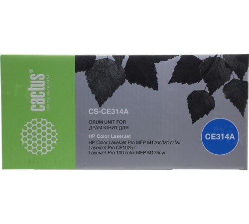 -/ Блок фотобарабана Cactus CS-CE314A CE314A черный ч/б:14000стр. для HP CLJ CP1012 Pro/CP1025 Pro/CP10