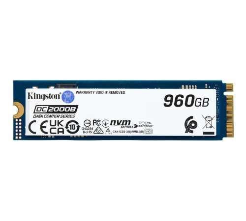 Твердотельный накопитель/ Kingston SSD DC2000B 960GB, M.2 22x80mm, NVMe, PCIe Gen 4x4, 3D TLC, R/W 7000/1300MB/s, IOPs 540 000/47 000, TBW 700, DWPD 0.4 (12 мес) Твердотельный накопитель/ Kingston SSD DC2000B 960GB, M.2 22x80mm, NVMe, PCIe Gen 4x4, 3D TLC, R/W 7000/1300MB/s, IOPs 540 000/47 000, TBW 700, DWPD 0.4 (12 мес)