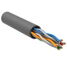 Кабель связи витая пара U/UTP, кат.6,  4 пары 23AWG solid, 305м, ПВХ, серый