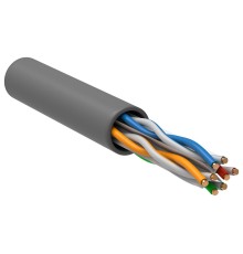 Кабель связи витая пара U/UTP, кат.6,  4 пары 23AWG solid, 305м, ПВХ, серый