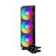 Система охлаждения/ Water Cooling System PCCooler DA360 Pro ARGB Digital BK (300W, 360mm, LED temp., Black, ARGB/ Fans: 3x120mm, 75.8CFM, 33.7dBA, 2200RPM/ Pump height 57mm, 28dBA, 3000RPM, Rad thickness 27mm/ S: 1851, 1700, 1200, 20XX, 115X, AM5, AM4)