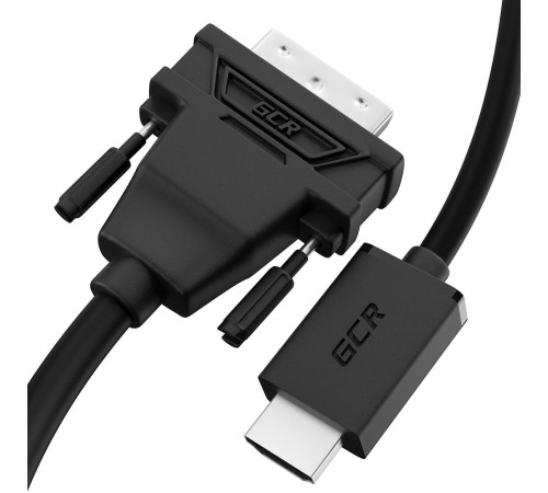 GCR Кабель 1.0m HDMI-DVI, 19M / 25M Dual Link, черный, 30 AWG, двойной экран, GCR-55519