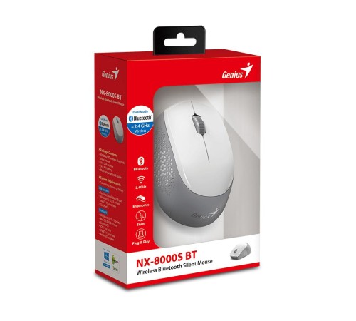 Мышь беспроводная NX-8000S BT белая (white), Bluetooth 5,3,silent Мышь беспроводная NX-8000S BT белая (white), Bluetooth 5,3,silent