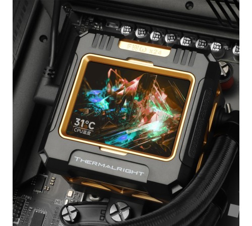 Водяное охлаждение для процессора/ Water Cooling System Thermalright Frozen Warframe 360 Black Argb (360mm, Black, ARGB/ Fans: 3x120mm, 70.84CFM, 29.8dBA, 2000RPM/ Pump height 60mm, 23dBA, 3000RPM, Rad thickness 27mm/ S: 1200, 1700, 1851, 2011, 2066, 115X