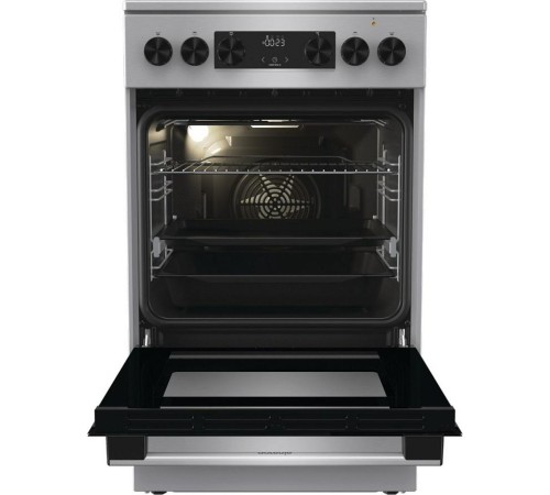 Плита GORENJE/ Стеклокерамическая плита, Цвет: Нержавеющая сталь, Материал дверцы: Стеклянная дверца, GentleClose: шарнир с плавным закрыванием дверцы духовки, Тип духовки: Мультифункциональная духовка, Стеклокерамическая варочная панель, Количество конфо