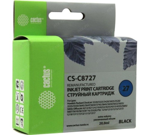 -/ Картридж струйный Cactus CS-C8727 №27 черный (20мл) для HP DJ 3320/3325/3420/3425/3520