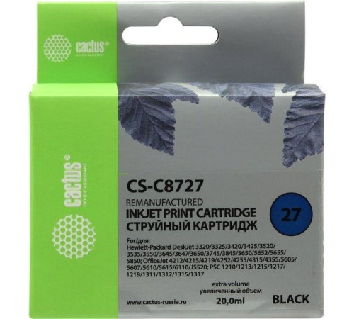 -/ Картридж струйный Cactus CS-C8727 №27 черный (20мл) для HP DJ 3320/3325/3420/3425/3520