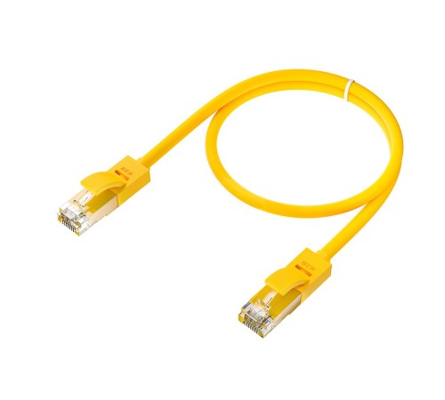 GCR Патч-корд прямой 0.7m UTP кат.5e, желтый, позолоченные контакты, 24 AWG, литой, GCR-LNC02-0.7m, ethernet high speed 1 Гбит/с, RJ45, T568B