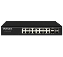 Коммутатор/ OSNOVO Управляемый L2 PoE коммутатор Gigabit Ethernet на 16 RJ45 PoE + 2 x RJ45 + 2 GE SFP портов, до 30W на порт, суммарно до 300W