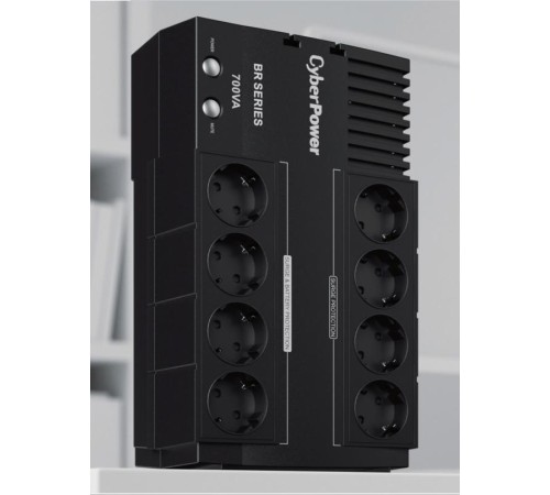 ИБП CyberPower BR700E, Line-Interactive, 700VA/420W,  8 (4+4) Schuko розеток, USB./ UPS CyberPower BR700E, Line-Interactive, 700VA/420W, 8 (4+4) Schuko sockets, USB.