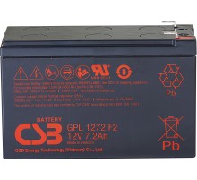 Батарея CSB серия GP, GPL1272 F2 FR, напряжение 12В, емкость 7.2Ач (разряд 20 часов), макс. ток разряда (5 сек.) 130А, ток короткого замыкания 265А, макс. ток заряда 2.16A, свинцово-кислотная типа AGM, клеммы F2, ДxШxВ 150.9x64.8x98.6мм., вес 2.6кг., срок