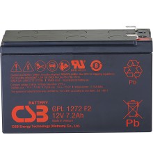 Батарея CSB серия GP, GPL1272 F2 FR, напряжение 12В, емкость 7.2Ач (разряд 20 часов), макс. ток разряда (5 сек.) 130А, ток короткого замыкания 265А, макс. ток заряда 2.16A, свинцово-кислотная типа AGM, клеммы F2, ДxШxВ 150.9x64.8x98.6мм., вес 2.6кг., срок