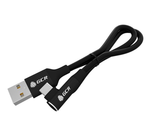 GCR Кабель PREMIUM 1.3m TypeC угловой, черный, AL case черный, 28/22 AWG