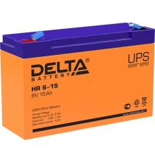Батарея DELTA серия HR, HR 6-15, напряжение 6В, емкость 15Ач (разряд 20 часов),  макс. ток разряда (5 сек.) 180А, макс. ток заряда 4.5А, свинцово-кислотная типа AGM, клеммы F1, ДxШxВ 151х50х94мм., вес 1.95кг., срок службы 8 лет./ Battery DELTA series HR,