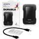 Внешний жесткий диск/ Portable HDD 4TB ADATA HD330 (Black), Silicone, USB 3.2 Gen1, 133x89x23mm, 316g /3 года/