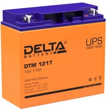 Батарея DELTA серия DTM, DTM 1217, напряжение 12В, емкость 17Ач (разряд 20 часов),  макс. ток разряда (5 сек.) 230А, макс. ток заряда 5.1А, свинцово-кислотная типа AGM, клеммы под гайку и болт M6, ДxШxВ 181х77х167мм., вес 5.6кг., срок службы 6 лет./ Batte
