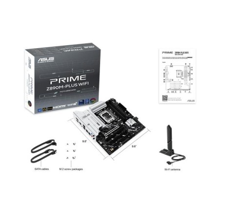 Материнская плата ASUS PRIME Z890M-PLUS WIFI, LGA1851, Z890, 4*DDR5, 6*SATA, 3*M.2, 5*USB 3.2, 4*USB 2.0, Type-C, 3*PCIx16, HDMI+DP, mATX; 90MB1J80-M0EAY0