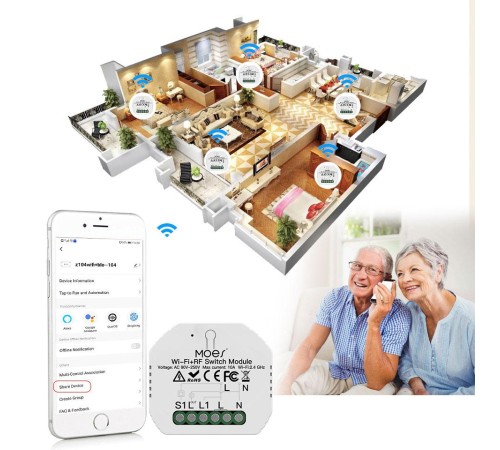 Реле MOES Wi-Fi+RF Switch Module (Вскрытая упаковка) Реле MOES Wi-Fi+RF Switch Module (Вскрытая упаковка)
