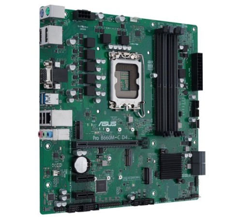Материнская плата ASUS PRO B660M-C D4-CSM, LGA1700, B660, 4*DDR4, 4*SATA, 2*M.2, 2*USB 3.2, 2*USB 2.0, 1*PCIx16, 2*PCIx1, 2*DP+D-Sub+HDMI, mATX; 90MB19B0-M1EAYC