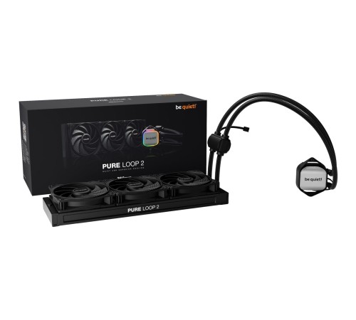 Водяное охлаждение для процессора/ Water Cooling System be quiet! PURE LOOP 2 360mm (280W, 360mm, Black, ARGB Pump/ Fans: 3x120mm, 59.6CFM, 36.8dBA, 2100RPM/ Pump height -mm, -dBA, 5500RPM, Rad thickness 27mm/ S: 1851, 1700, 1200, 115X, AM5, AM4) Водяное охлаждение для процессора/ Water Cooling System be quiet! PURE LOOP 2 360mm (280W, 360mm, Black, ARGB Pump/ Fans: 3x120mm, 59.6CFM, 36.8dBA, 2100RPM/ Pump height -mm, -dBA, 5500RPM, Rad thickness 27mm/ S: 1851, 1700, 1200, 115X, AM5, AM4)