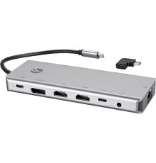 Адаптер/ Адаптер TypeC -->(2HDMI+DP)4K*60Hz+3USB3.0+TC+USB2.0+RJ45+SD+TF+PD+audio+TCадаптер, VCOM <4706>