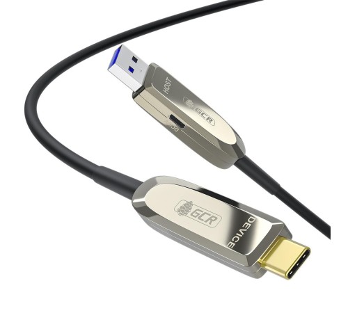 GCR Кабель USB 3.1 (USB 3.2 Gen 2) Type-C, 12.0m, оптический, AM / CM, 10 Гбит/с, черный