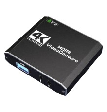 GCR Адаптер видео-аудио захвата HDMI сигнала + звук, HDMI 2.0 to HDMI 2.0+USB 3.0, 2хAudio, 4K/60Hz, GCR-53192