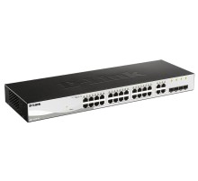 Коммутатор D-Link Управляемый L2 коммутатор, 24x1000Base-T, 4xCombo 1000Base-T/SFP, защита от статического электричества до 6 кВ, CLI