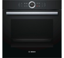 Встраиваемая электрическая духовка BOSCH Serie 8, Встраиваемый духовой шкаф, черный, 10 режимов, цветной текстовый дисплей, 2 дисплея с TouchControl, ControlRing, самоочистка EcoClean (задняя стенка), 3-слойное остекление, Сделано в Германии