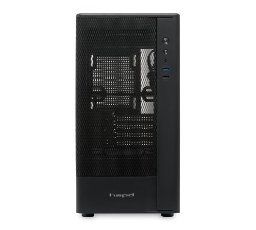Корпус без блока питания/ Case HSPD M332, Mesh Mini-tower, Black, TG, 0.4 SPCC, no fans, mATX, mITX, 160/285/170mm, 1x2.5", 1x3.5", 4xPCI, 1xUSB-A 3.0, 1xUSB-A 1.0, 387x197x325mm