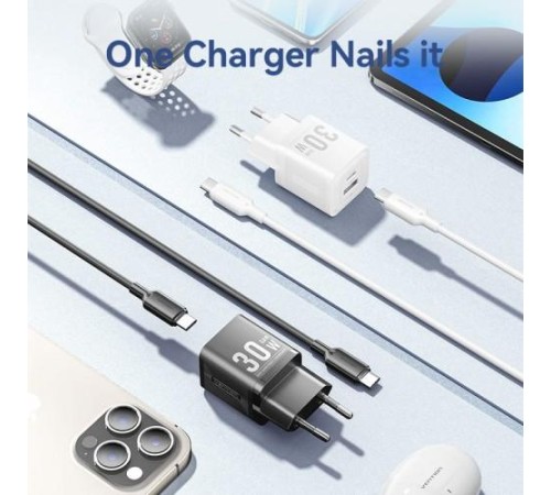 Набор для зарядки Vention з/у GaN 30W 2 порта USB (C + A) и кабель USB-C 3А Белый, шт. Набор для зарядки Vention з/у GaN 30W 2 порта USB (C + A) и кабель USB-C 3А Белый, шт.