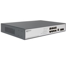 Коммутатор ORIGO Управляемый L2 PoE-коммутатор, 8x1000Base-T PoE, 2x1000Base-X SFP, PoE-бюджет 135 Вт, консольный порт RJ-45, комплект для установки в 19" стойку