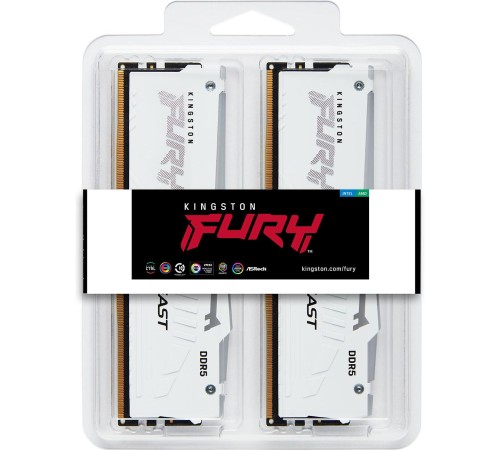 Память оперативная/ Kingston 64GB 6000MT/s DDR5 CL36 DIMM (Kit of 2) FURY Beast White RGB EXPO Память оперативная/ Kingston 64GB 6000MT/s DDR5 CL36 DIMM (Kit of 2) FURY Beast White RGB EXPO